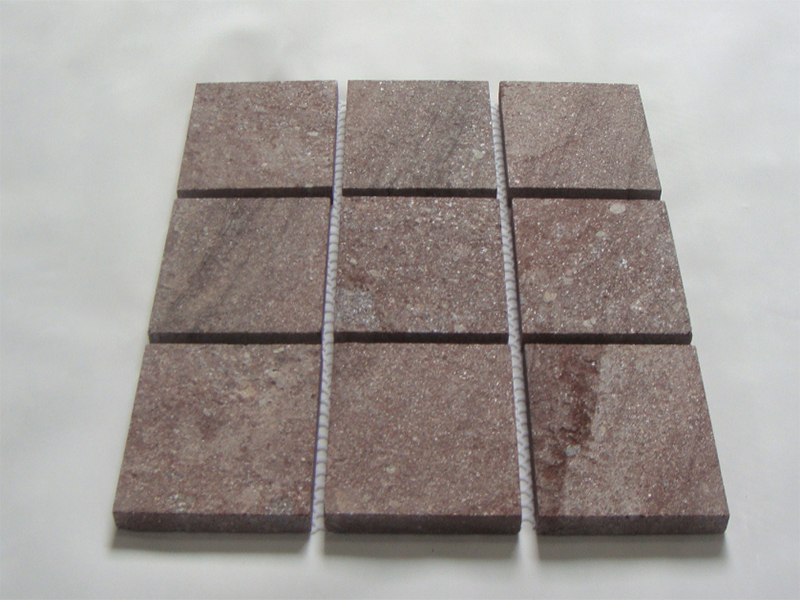 Red Porphyry flamed surface+saw cut edges